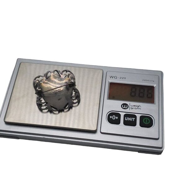 Siam 925 Sterling Silver Niello Ware Hindu Goddess Brooch Pin Open Work Vintage - Picture 5 of 5